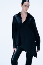 Off-black - Cross-buttoned Expand Shirt - 0