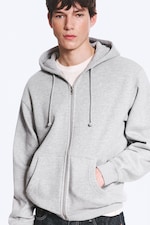 Hellgrau meliert - Klassischer Zip-Hoodie - 2