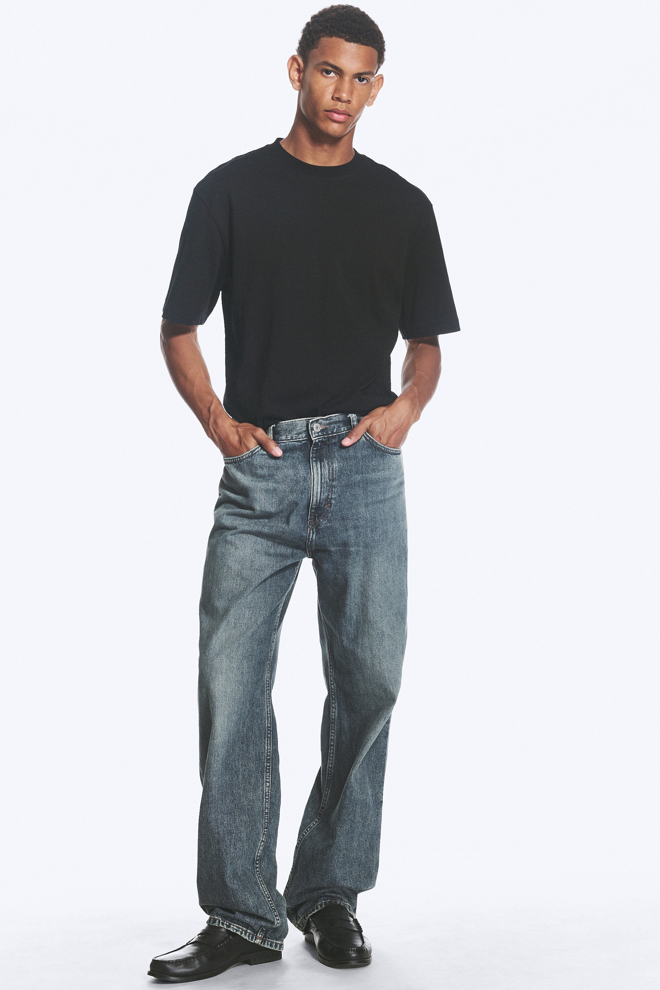 Second Blue - Bleu - Jean droit et ample taille mi-haute Galaxy - 0