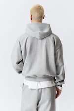 Grau meliert - "Dream" - Grafischer Zip-Hoodie mit eckigem Schnitt - 3