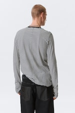 Black & White Stripes - Relaxed Long-Sleeved Cotton T-Shirt - 3