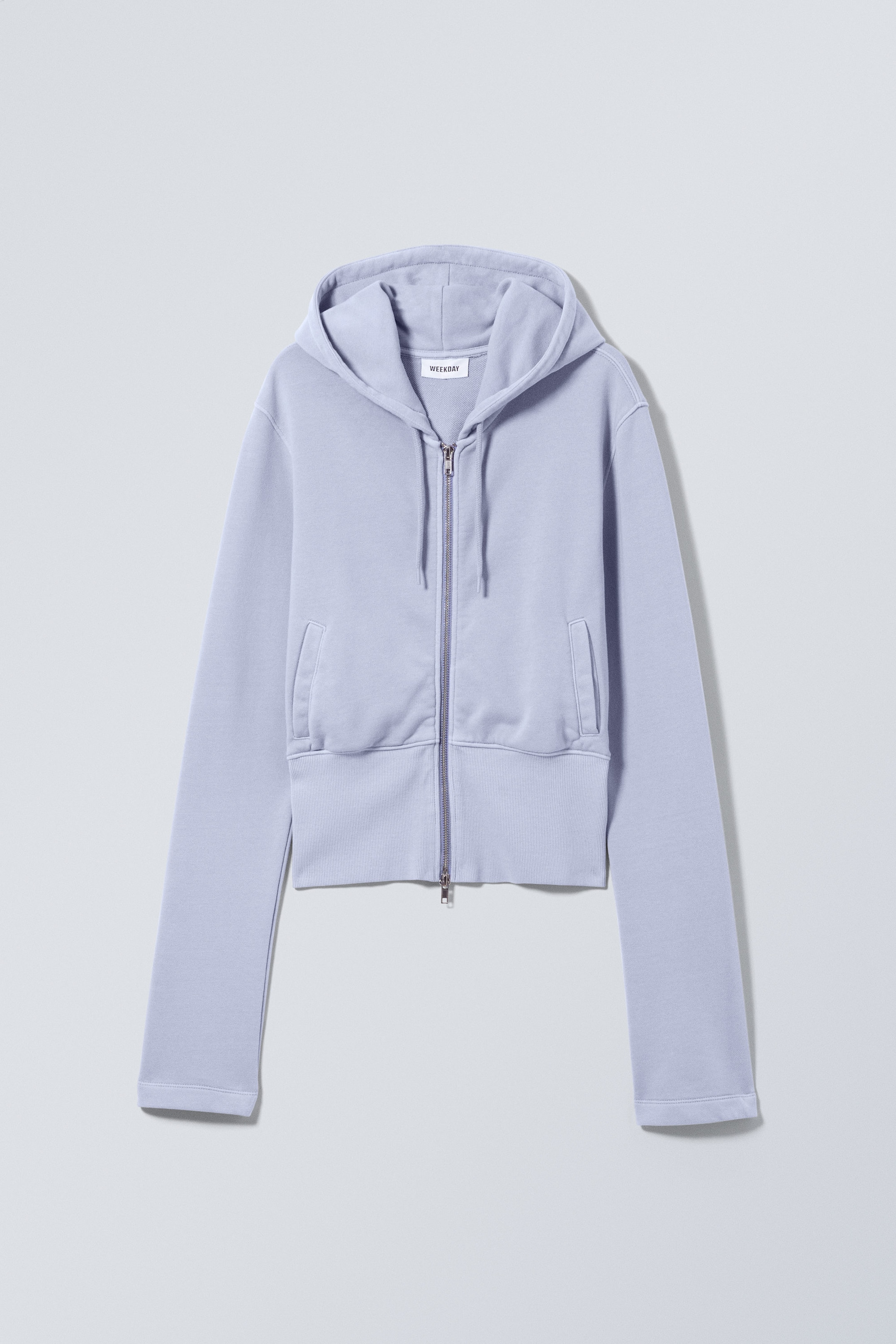 Zacht lichtpaars - Mini-hoodie met rits en brede geribde boord - 0