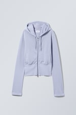 Zacht lichtpaars - Mini-hoodie met rits en brede geribde boord - 0