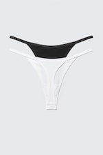 Black & White - 2-pack Cotton Tanga Thongs - 4