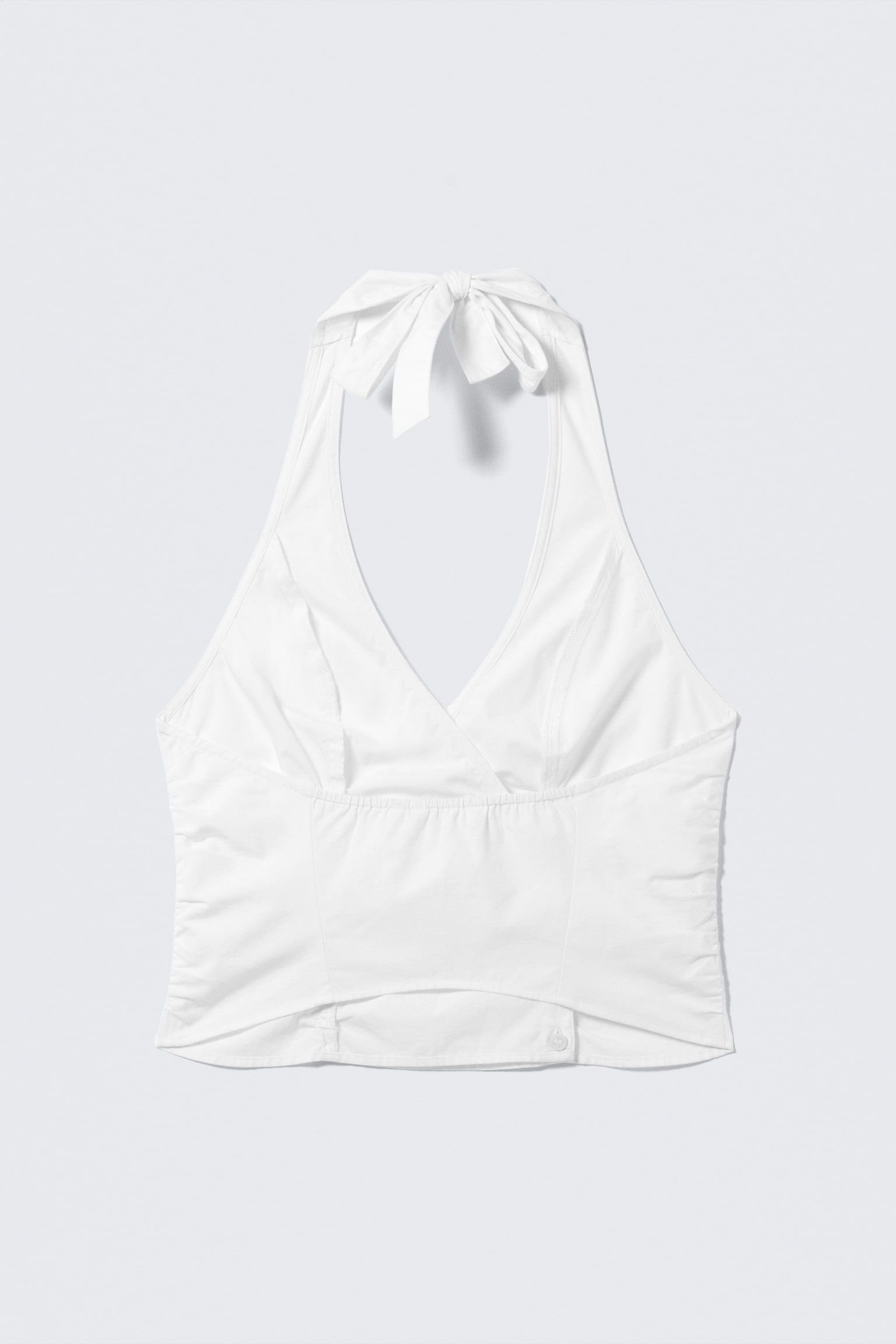 V-neck Cotton Halter Top - White - 7