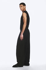 Donkerzwart - Loose Pleated Sweatpants - 2