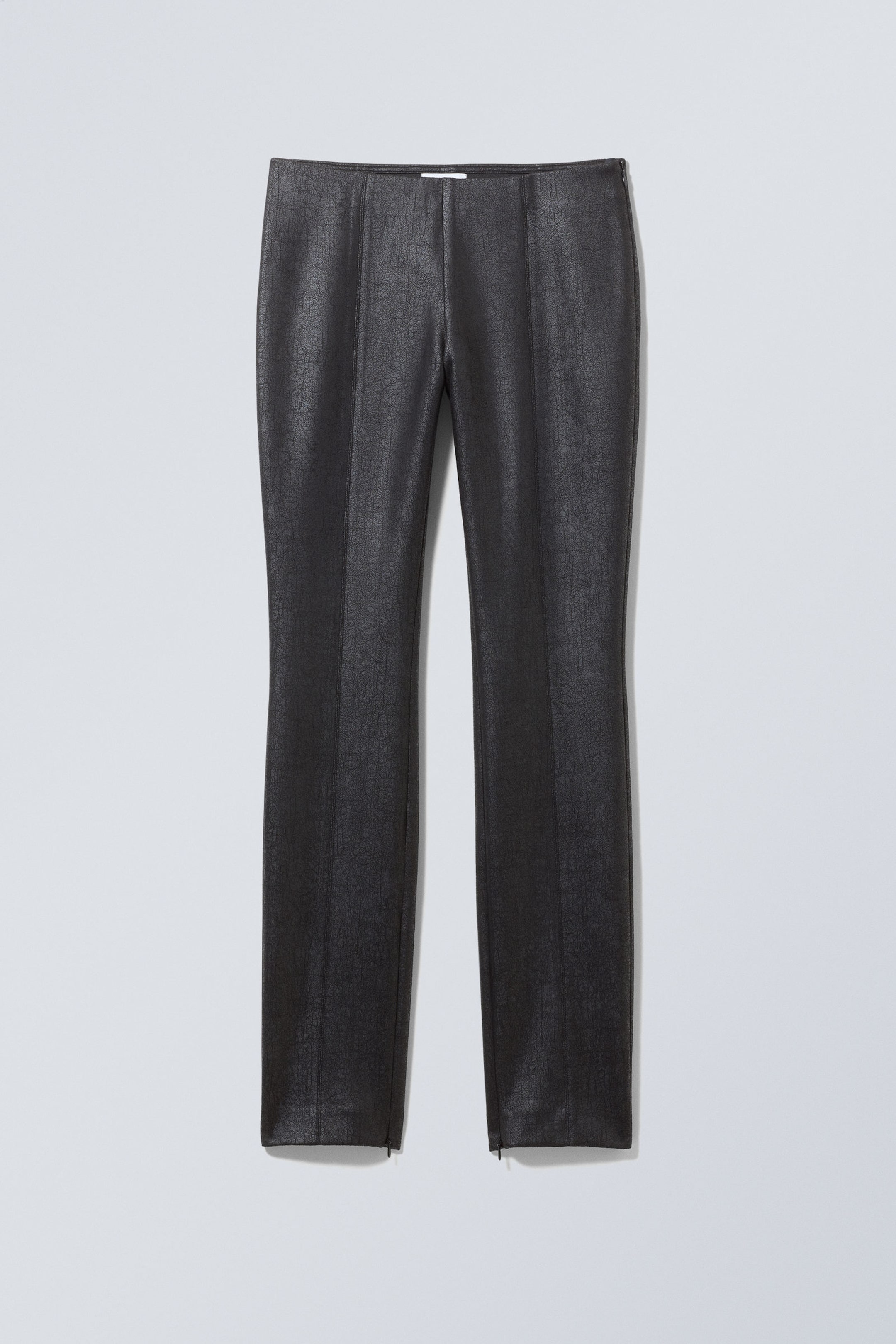 Schwarz - Beschichtete schmale Kunstlederhose Dalia - 1