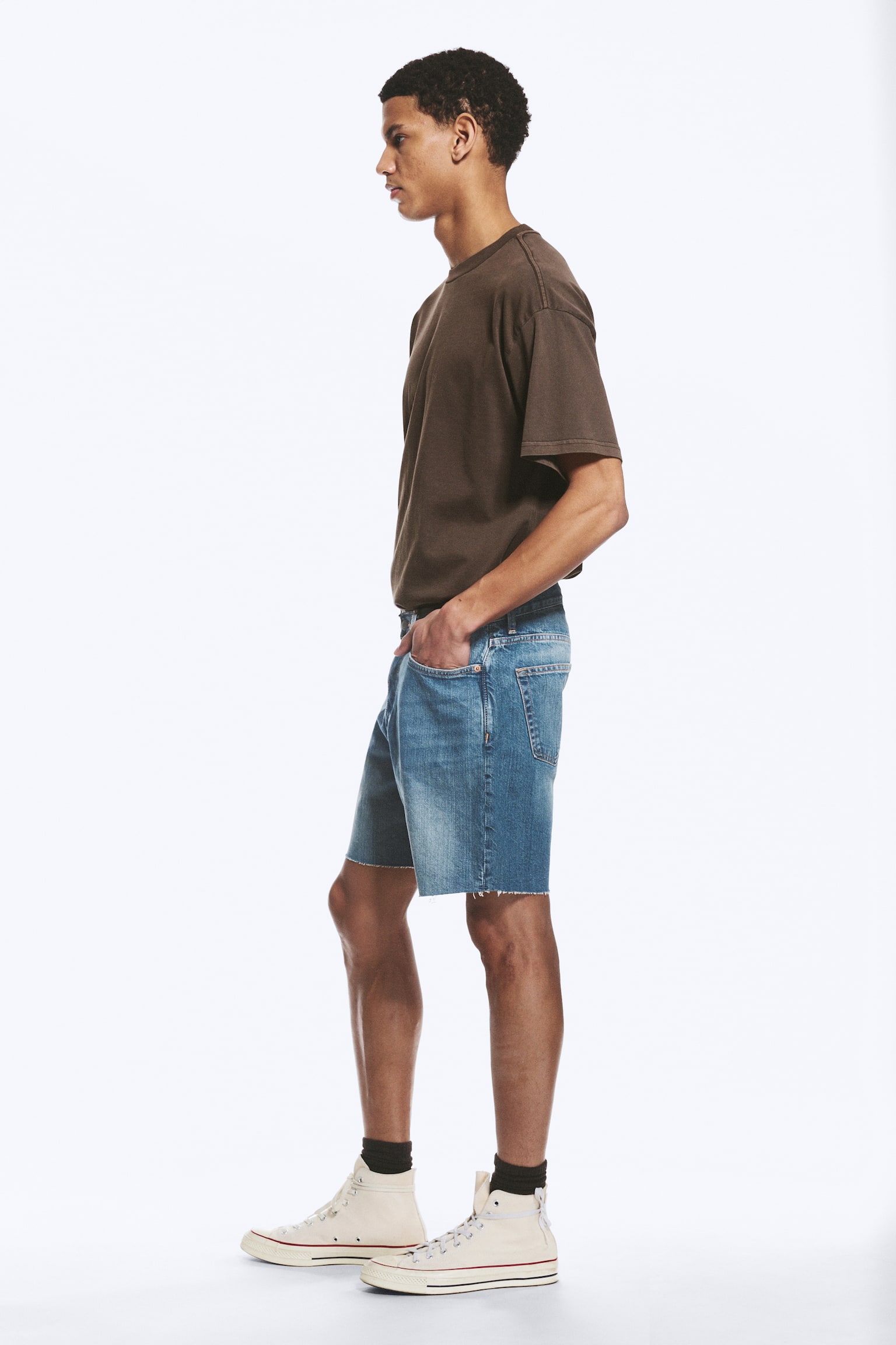 Space - Relaxte, mittellange Denim-Shorts-Radio Blue - Mittelblau - 6