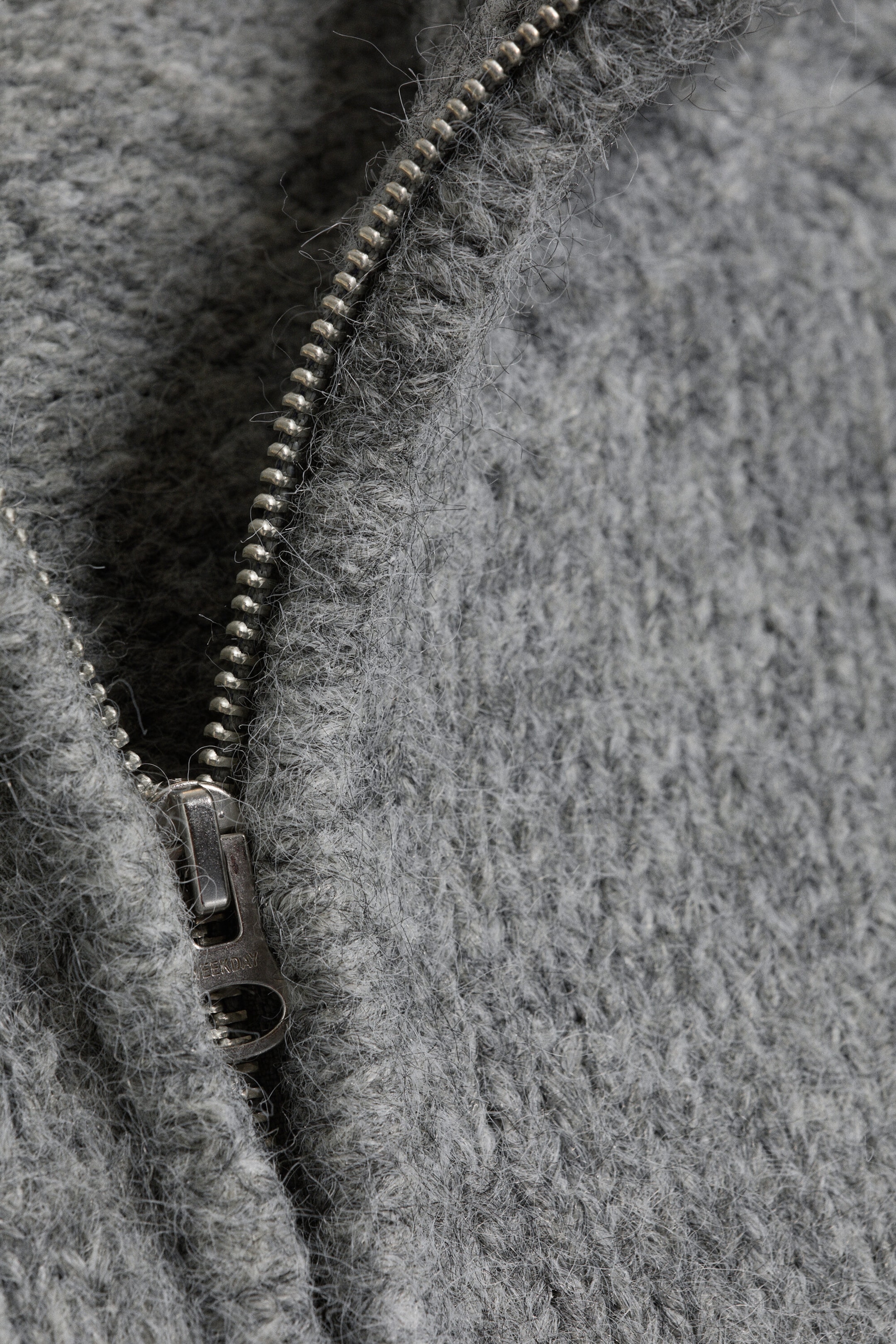 Dimmig Gråmelerad - Stickad zip-hoodie - 2