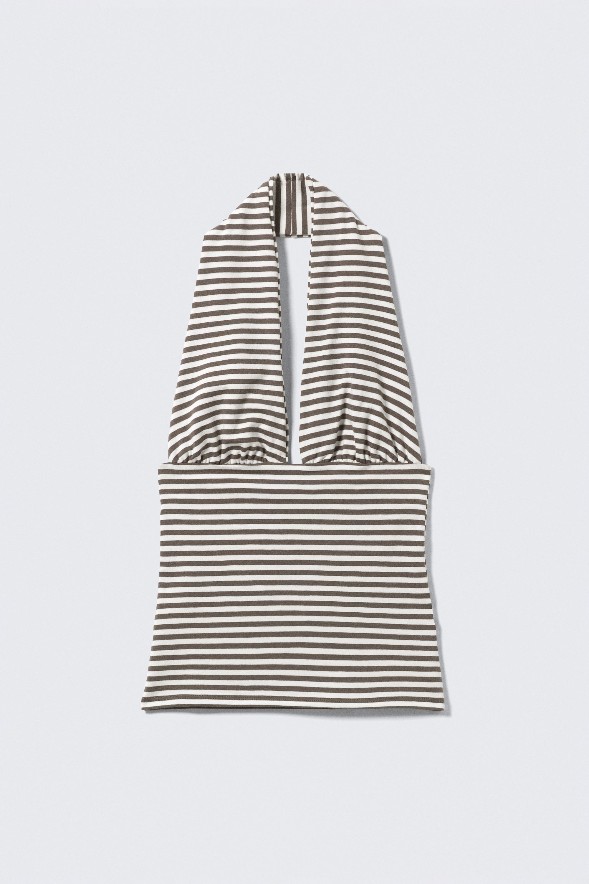 Dark Mole & White Stripes - Deep Halterneck Top - 1