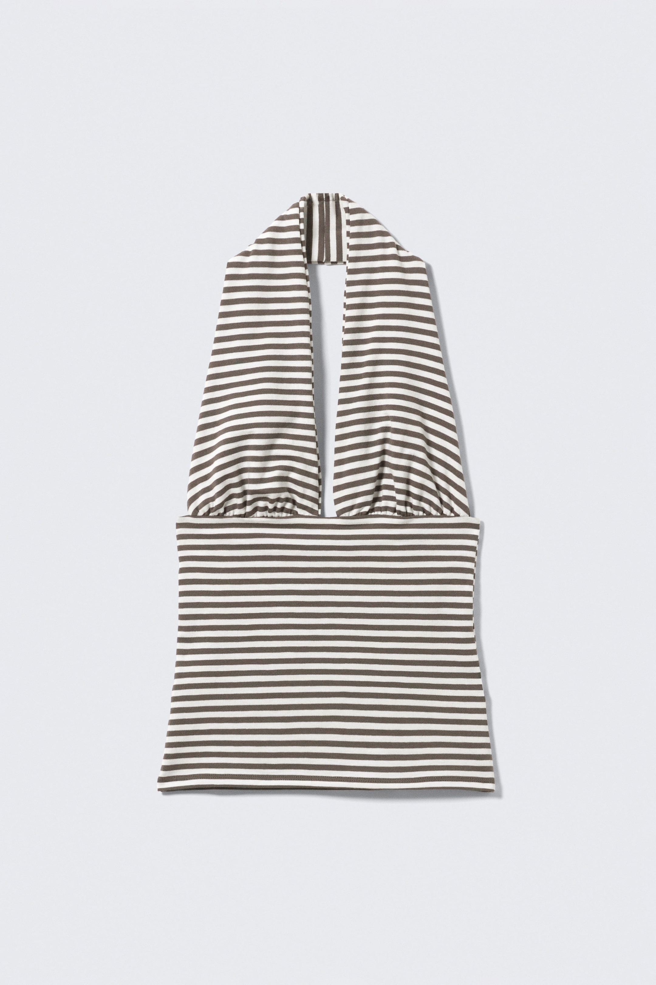 Dark Mole & White Stripes - Deep Halterneck Top - 1