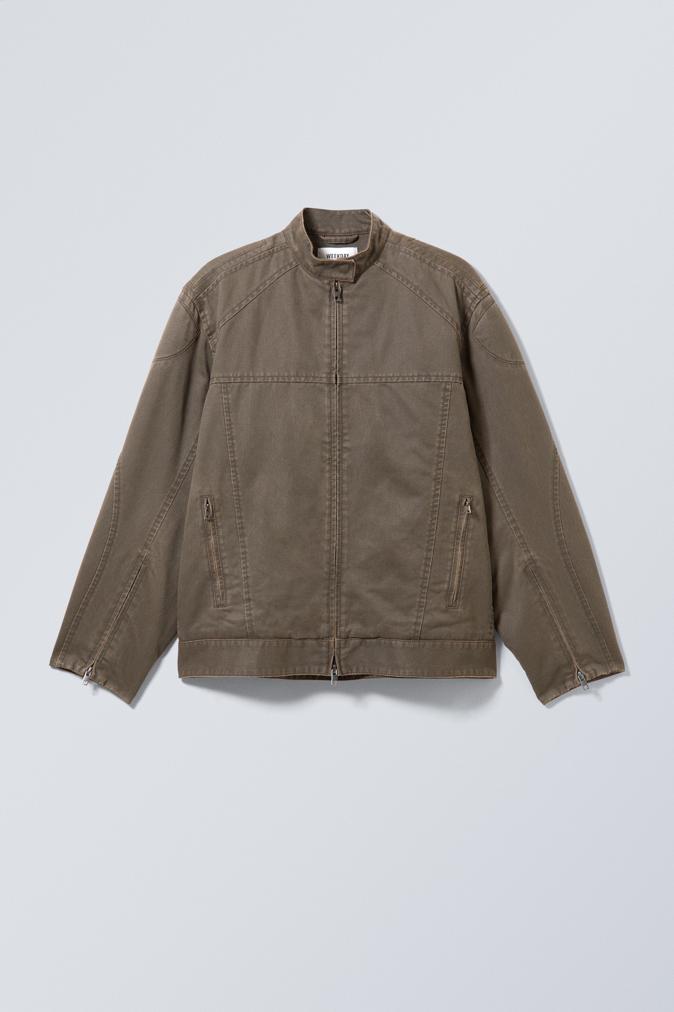 Washed Dark Mole - Reed Coated Biker Jacket - 0