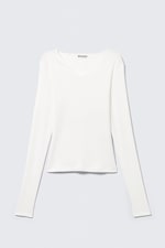 Off-white - Smal långärmad topp med V-ringning - 3