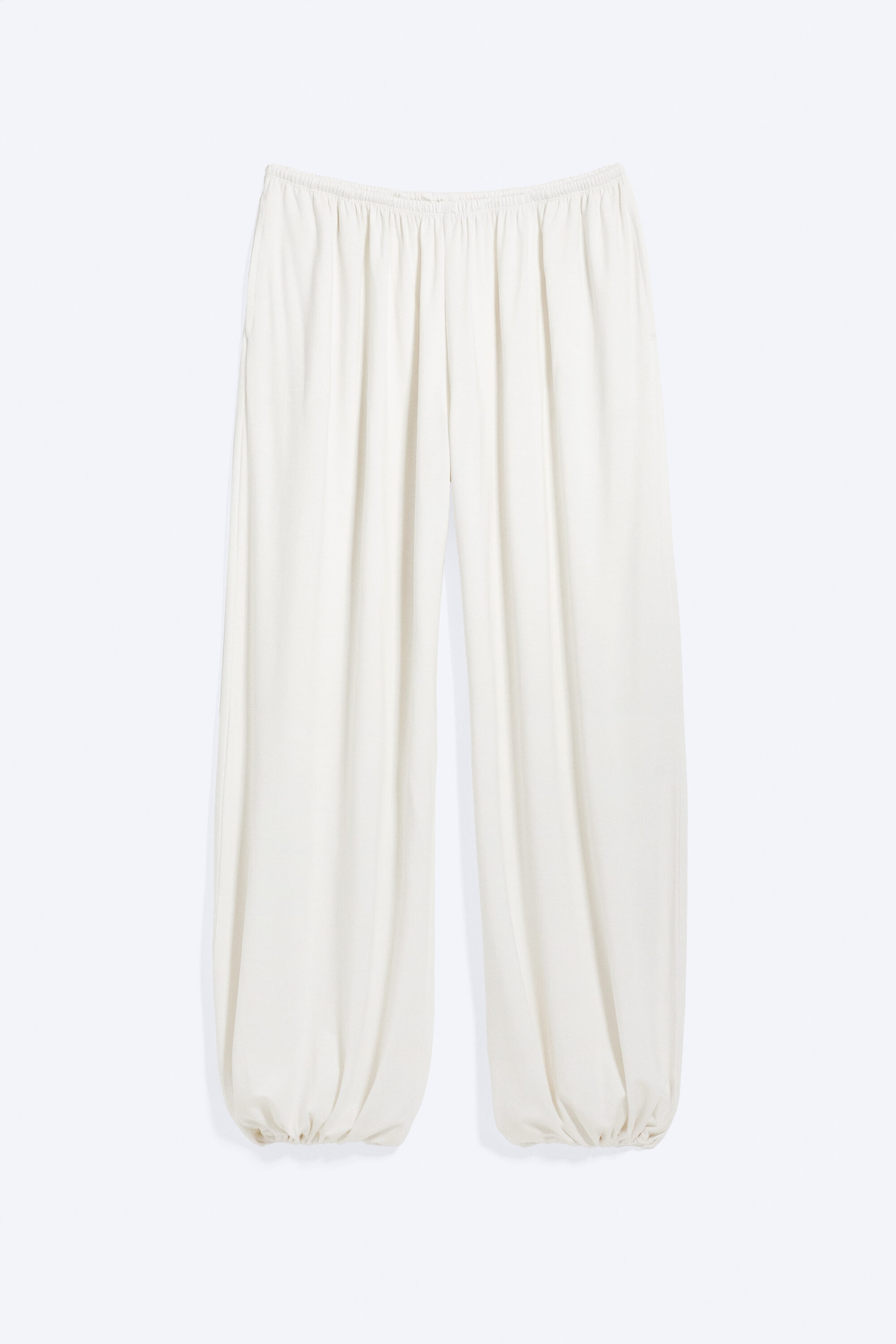 White - Soft Mid-Rise Balloon Trousers - 1