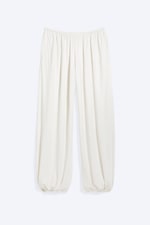 White - Soft Mid-Rise Balloon Trousers - 0