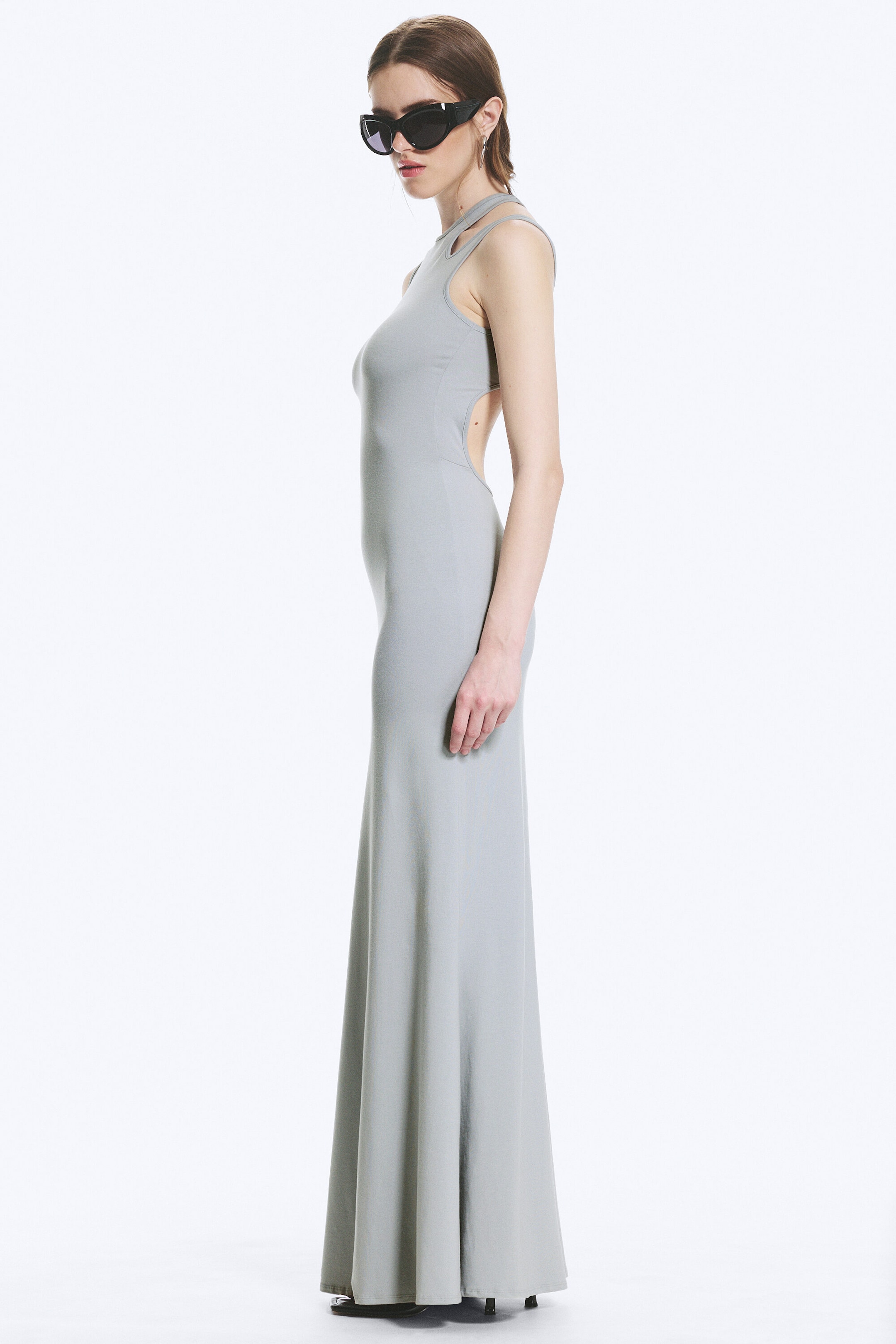 Light Dusty Grey - Cutout Maxi Dress - 2