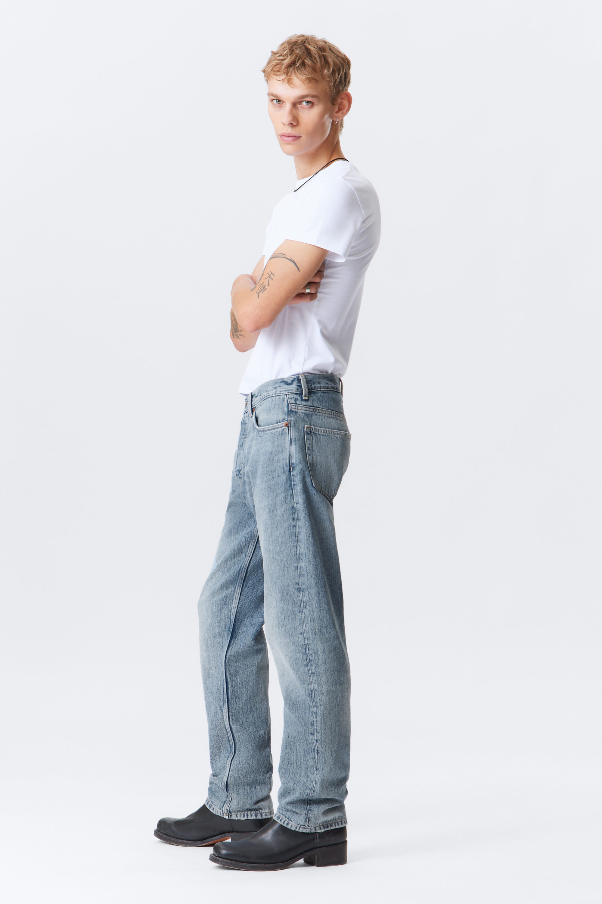 Blue Stream - Mellanblå - Space Relaxed Straight Leg Jeans - 2