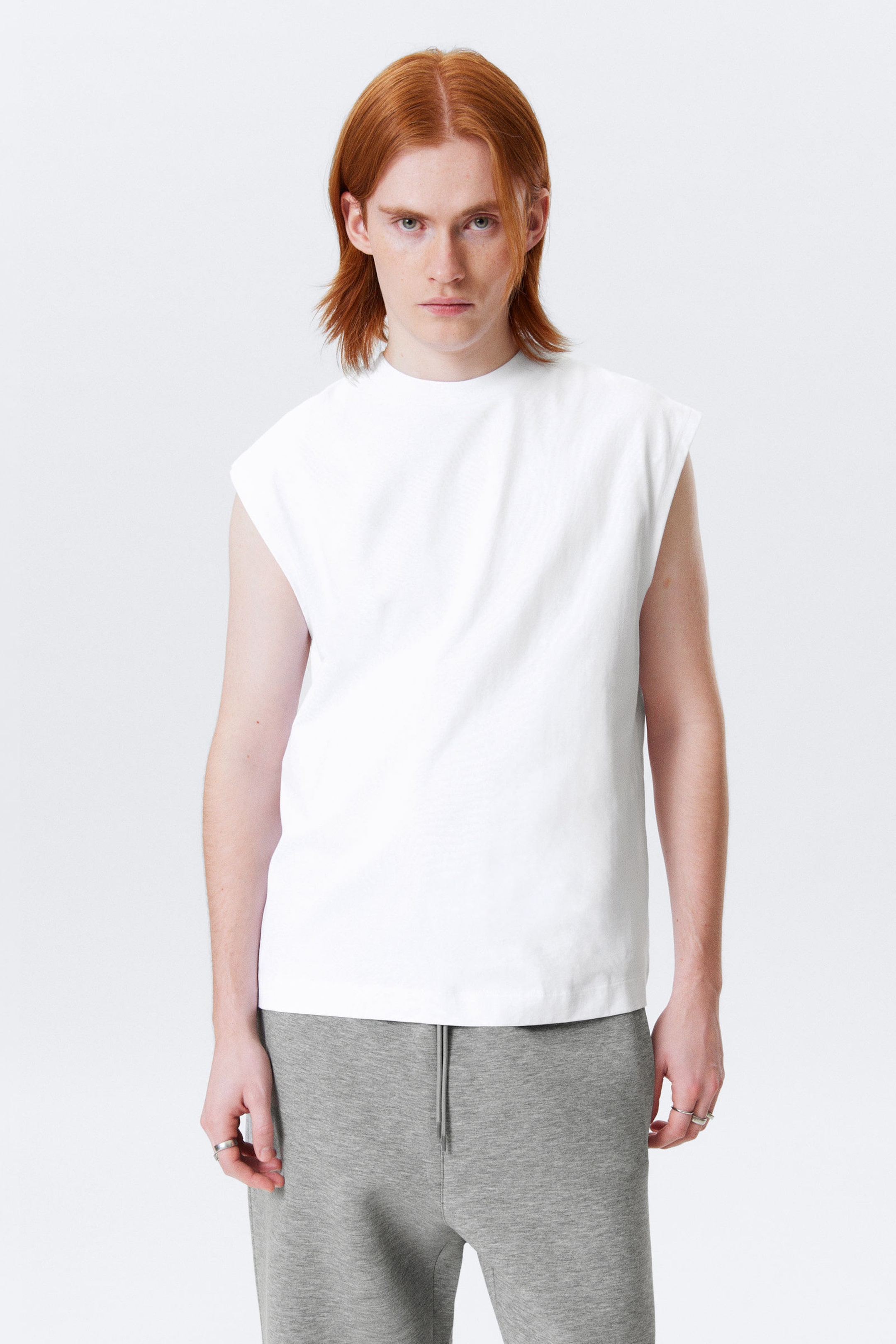#FFFFFF - Loose fit vierkante katoenen tanktop - 1