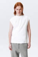 White - Loose Fit Square Cotton Tank Top - 0