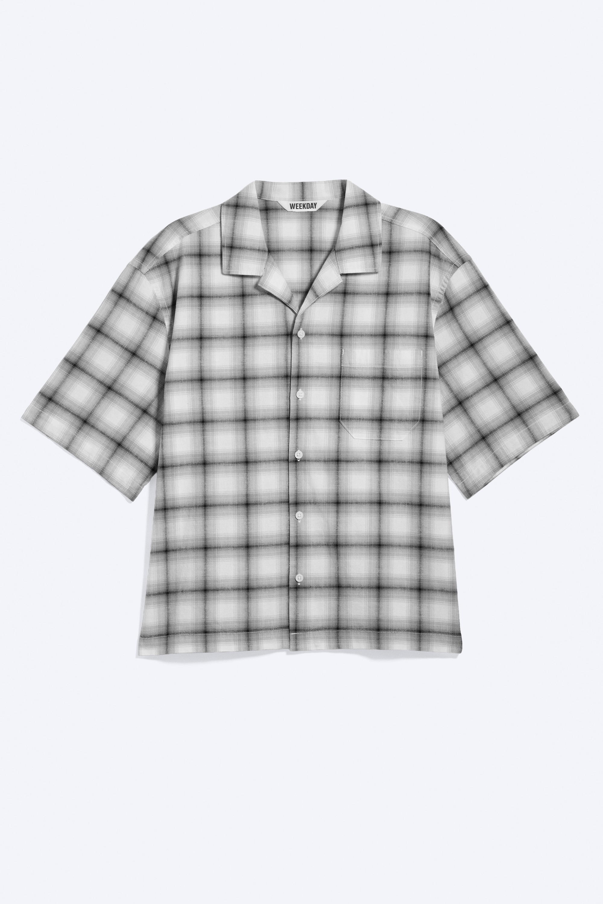 Cotton Short-sleeved buttoned shirt - Biały/Czarna krata/Blue Check