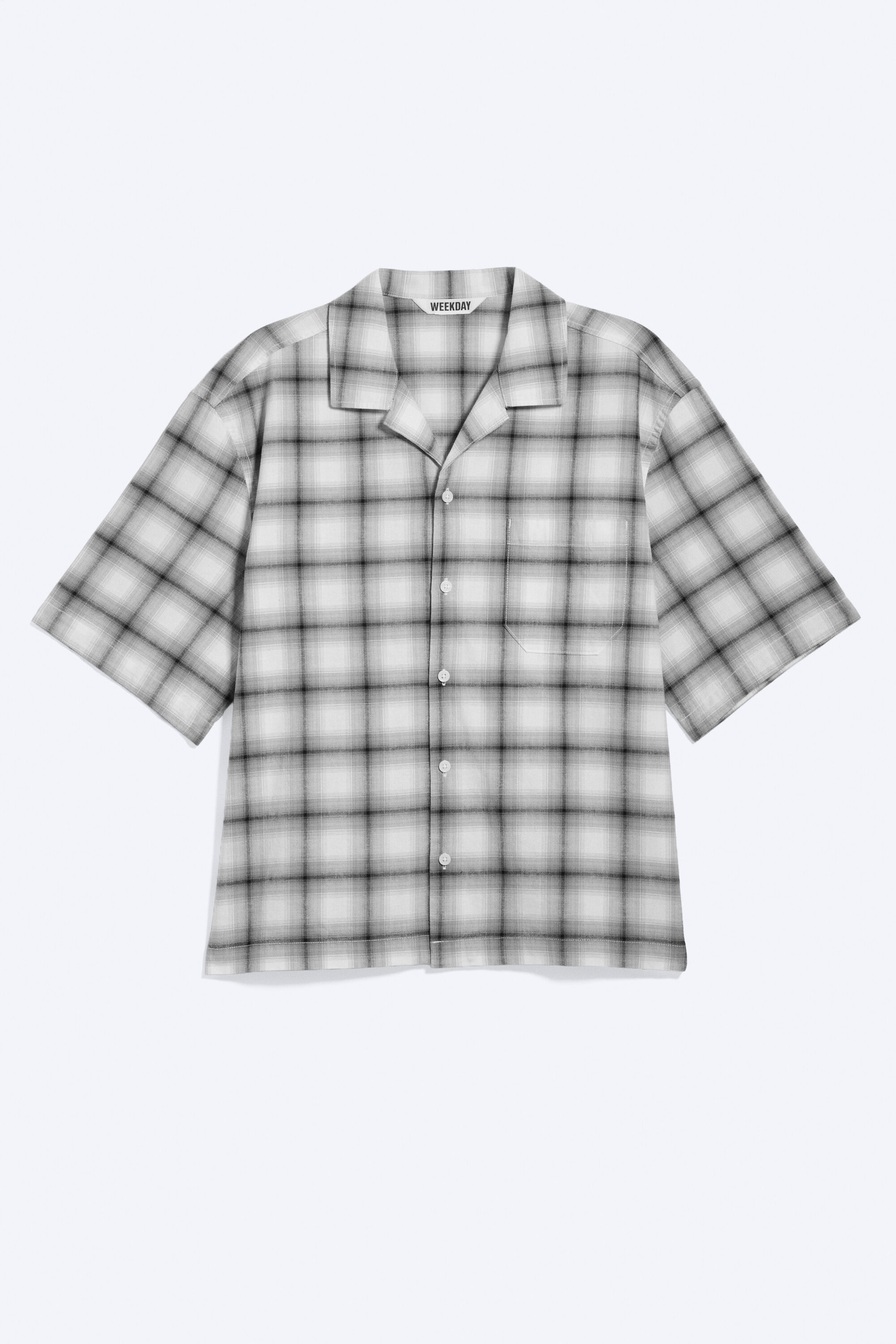White/Black Check - Cotton Short-sleeved buttoned shirt - 4
