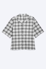 White/Black Check - Cotton Short-sleeved buttoned shirt - 4