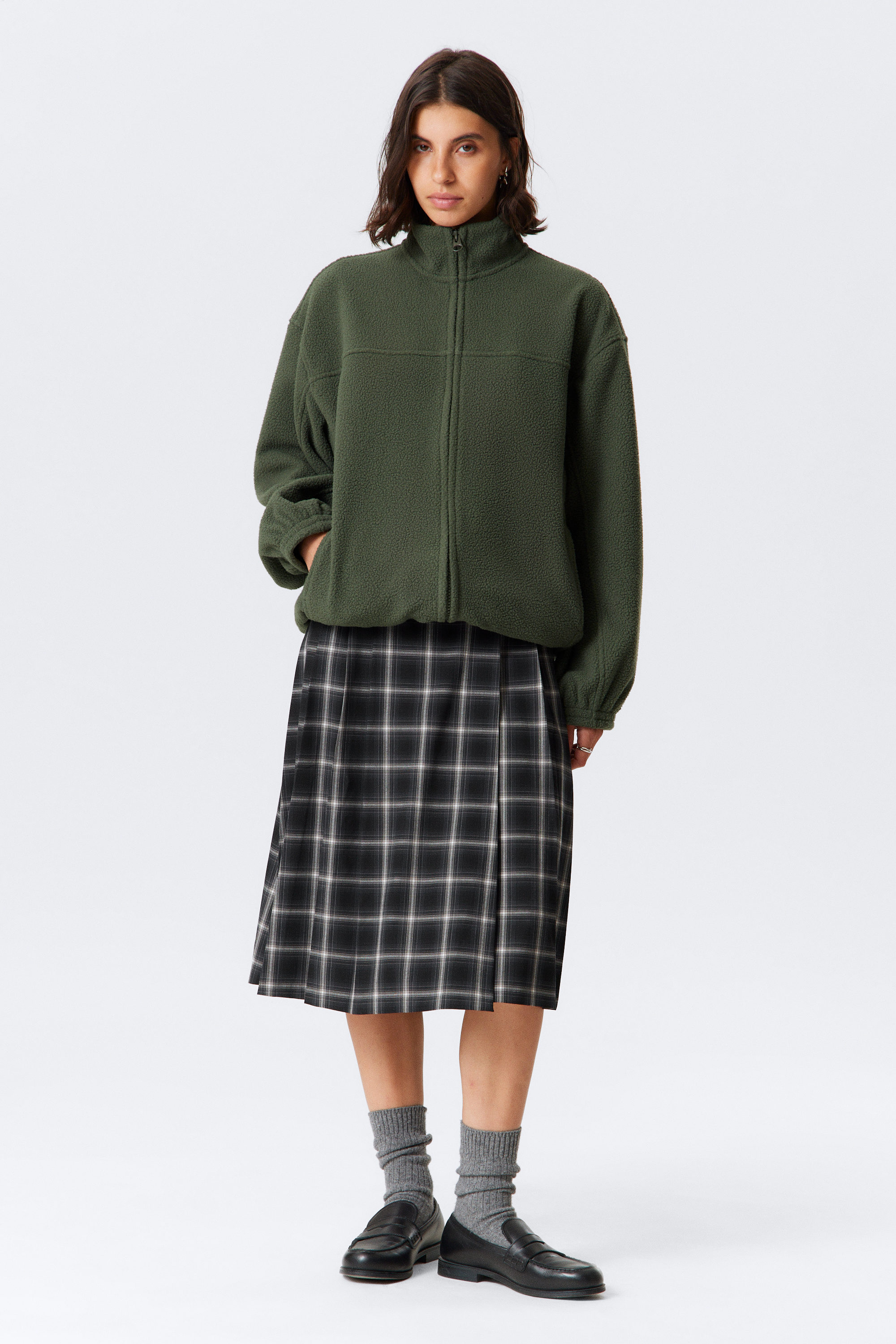 Dunkelgrün - Fleecejacke mit Reißverschluss - 2