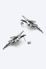 Silver - Sculptural textured earrings - 0