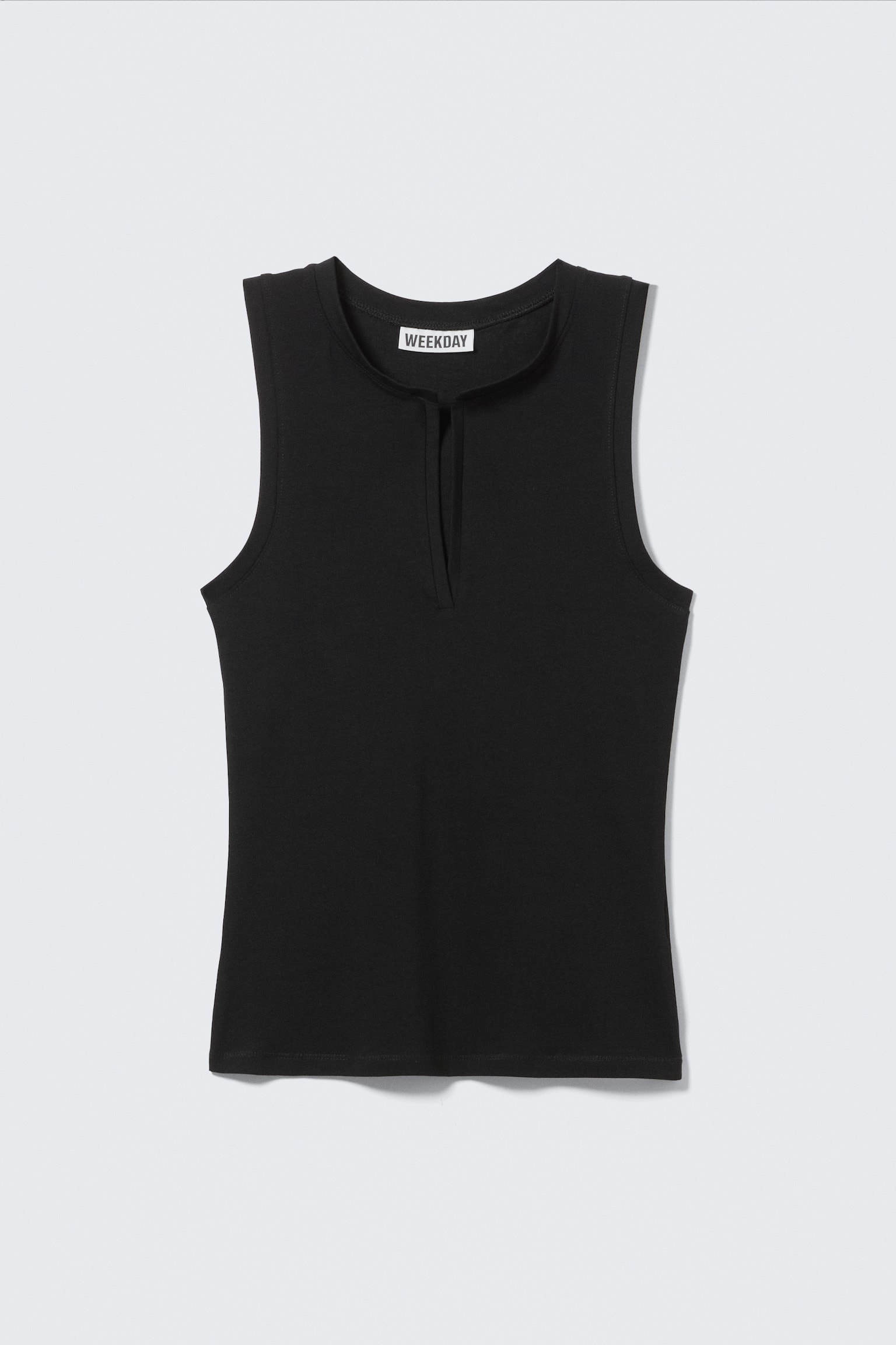 Haut ajusté sans manches col V - Noir/Rose clair - 2