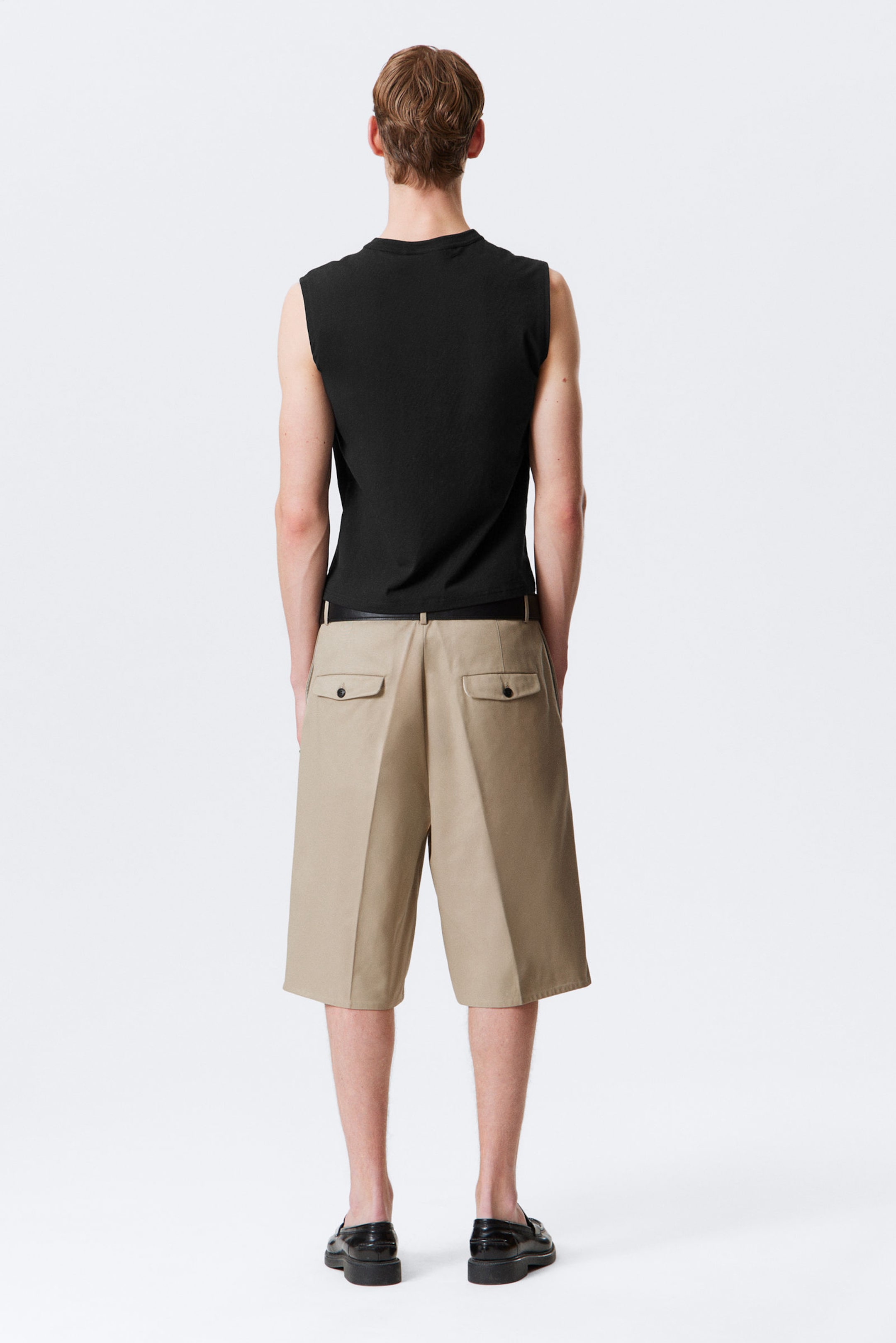 Beige - Locker geschnittene Anzugshorts - 3