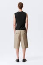 Beige - Locker geschnittene Anzugshorts - 3