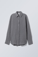 Dark Grey - Regular Crinkle Shirt - 0