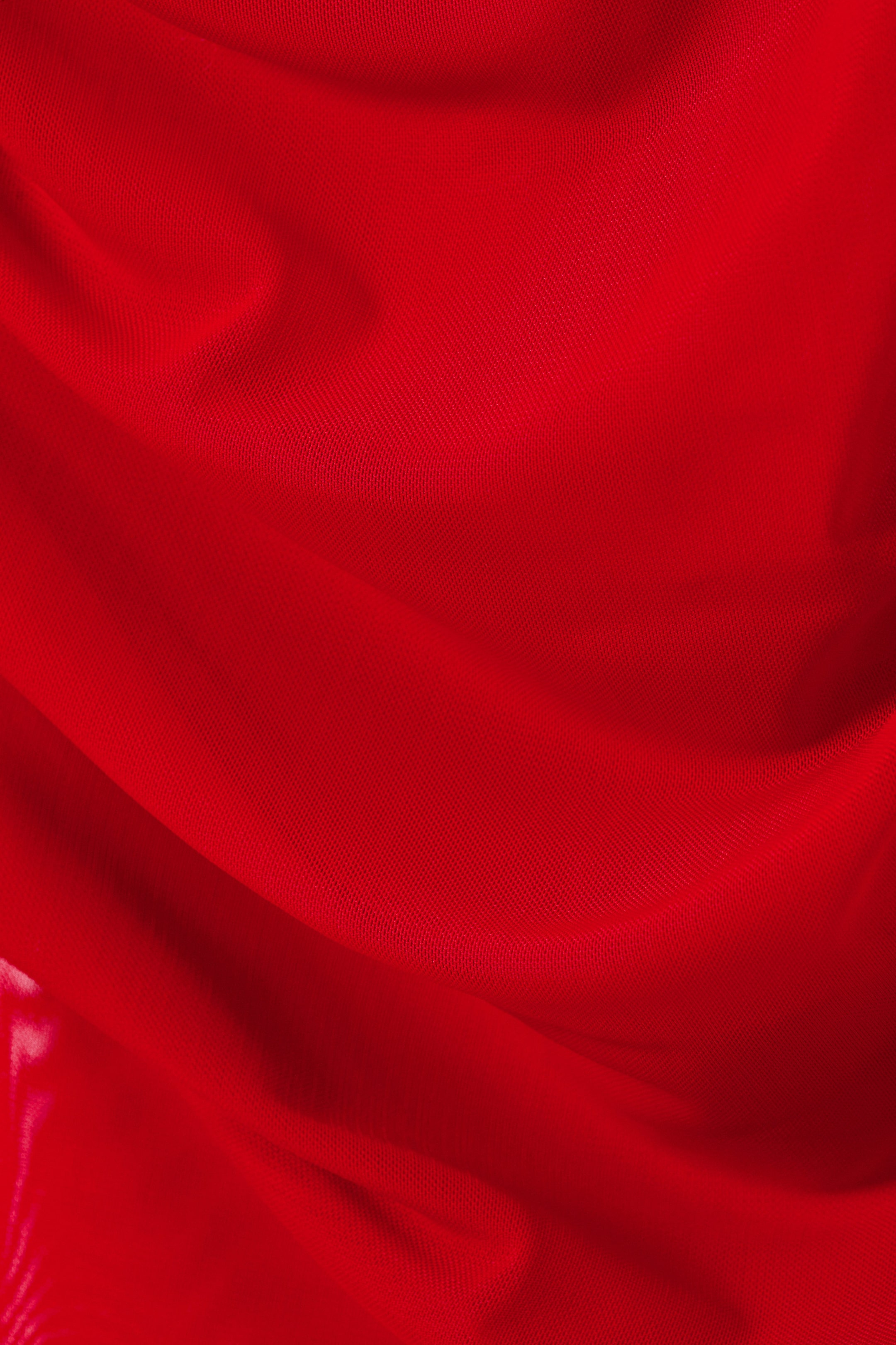 Rot - Transparentes asymmetrisches Langarmoberteil - 1