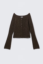Dark Brown Melange - Nepped Knitted Wool-Blend Cardigan - 3