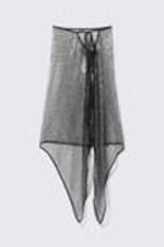 Dark Grey - Sequin Mesh Tie Midi Skirt - 3