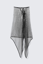 Dark Grey - Sequin Mesh Tie Midi Skirt - 0