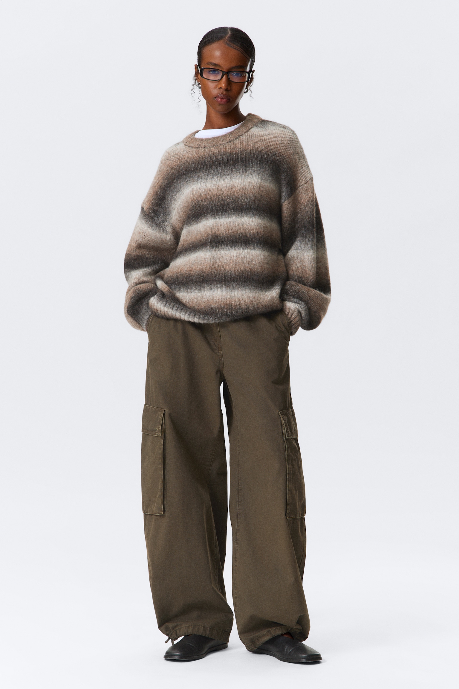 Loose Fit Space-Dyed Knitted Sweater - Mole Space Dye/Orange Space Dye - 4