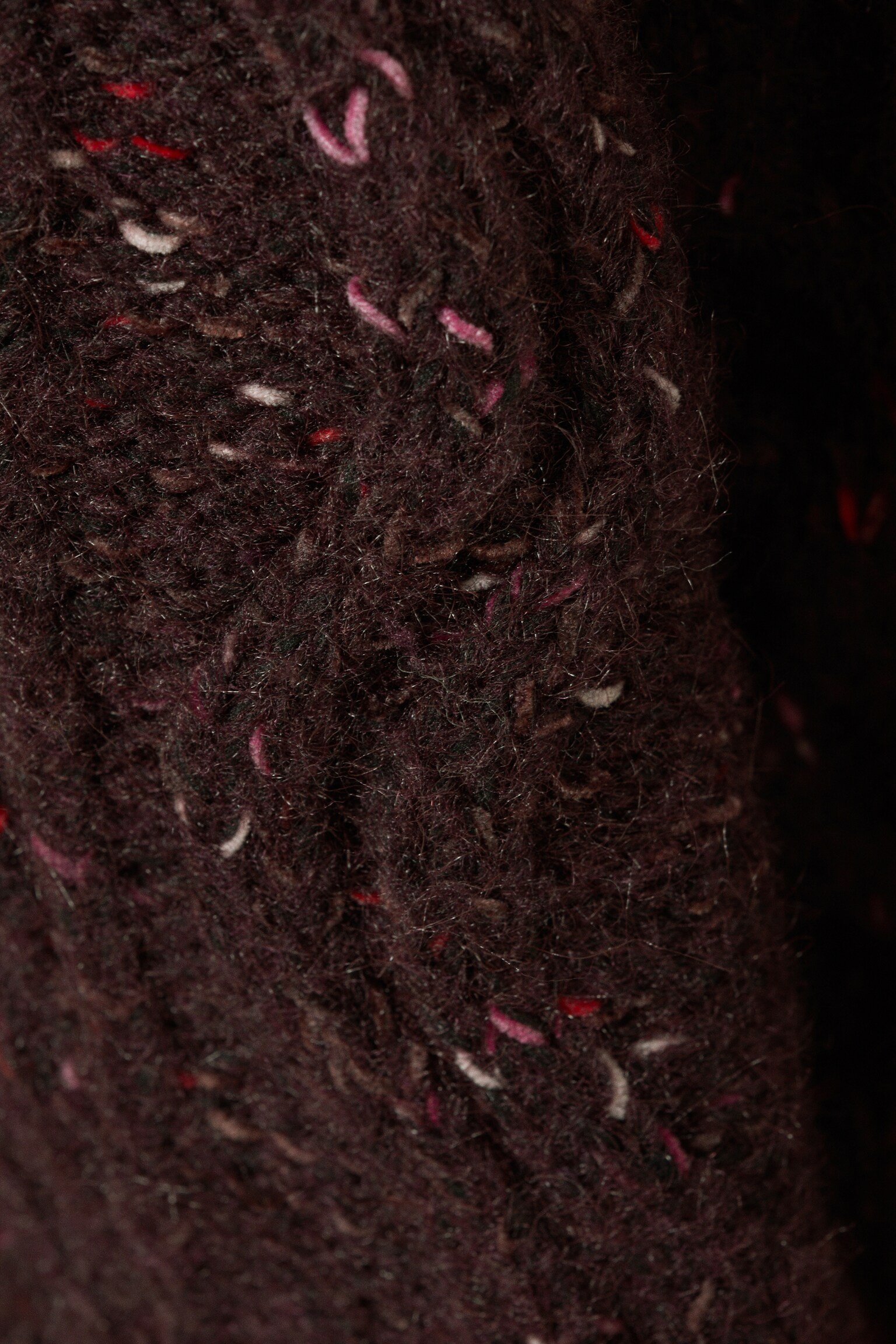 Lang sweater med kabelstrik struktur - Dark Purple - Pink Neps/Beige - Pink Neps - 5