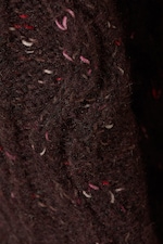 Dark Purple - Pink Neps - Long Cable Knit Textured Sweater - 5