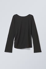 Zwart - Derya asymmetrische longsleeve - 0