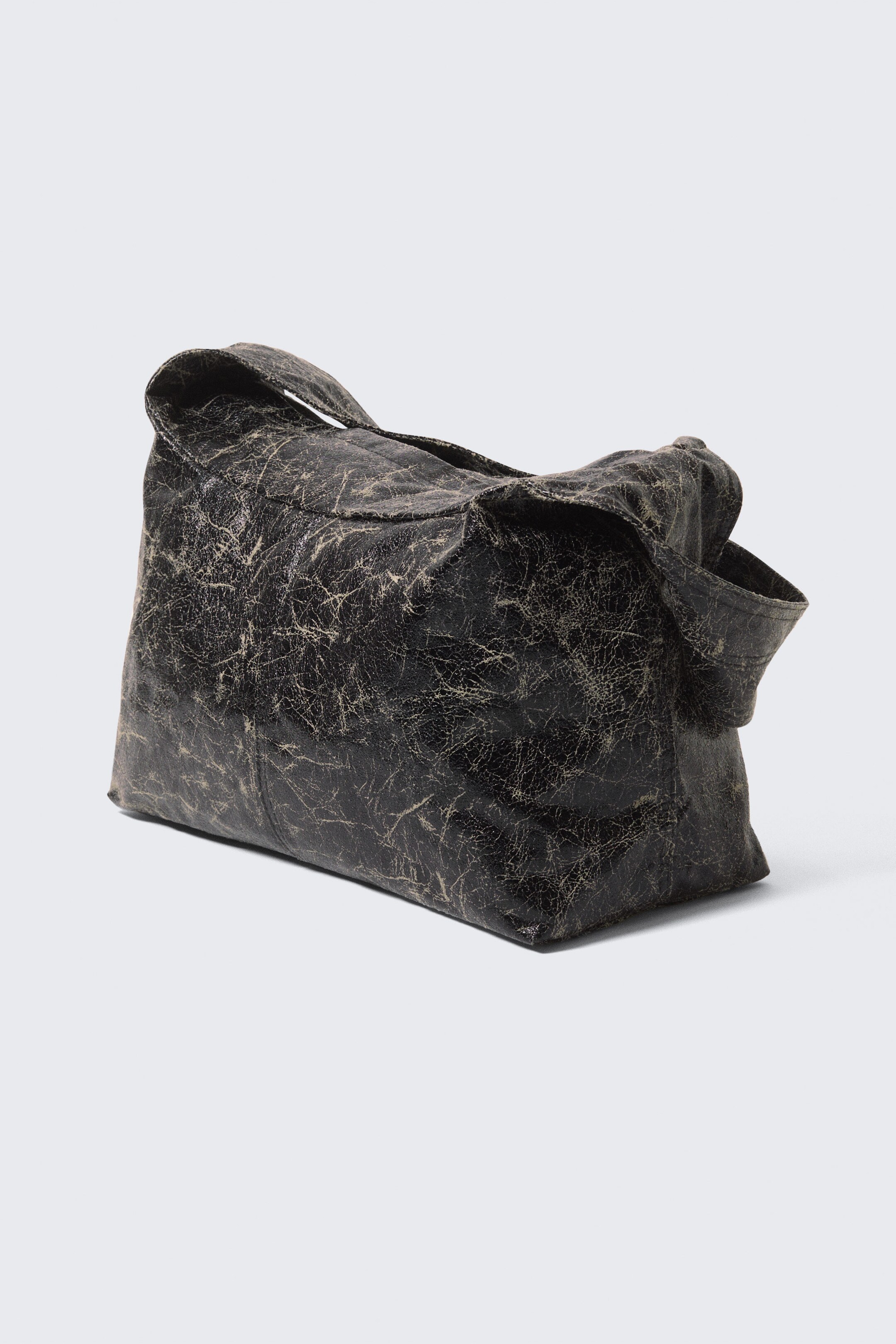 Beschichtetes Schwarz - Beschichtete rechteckige Schultertasche - 1