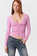 Rosa - BELLE B - GERAFFTER CARDIGAN MIT V-AUSSCHNITT - 0