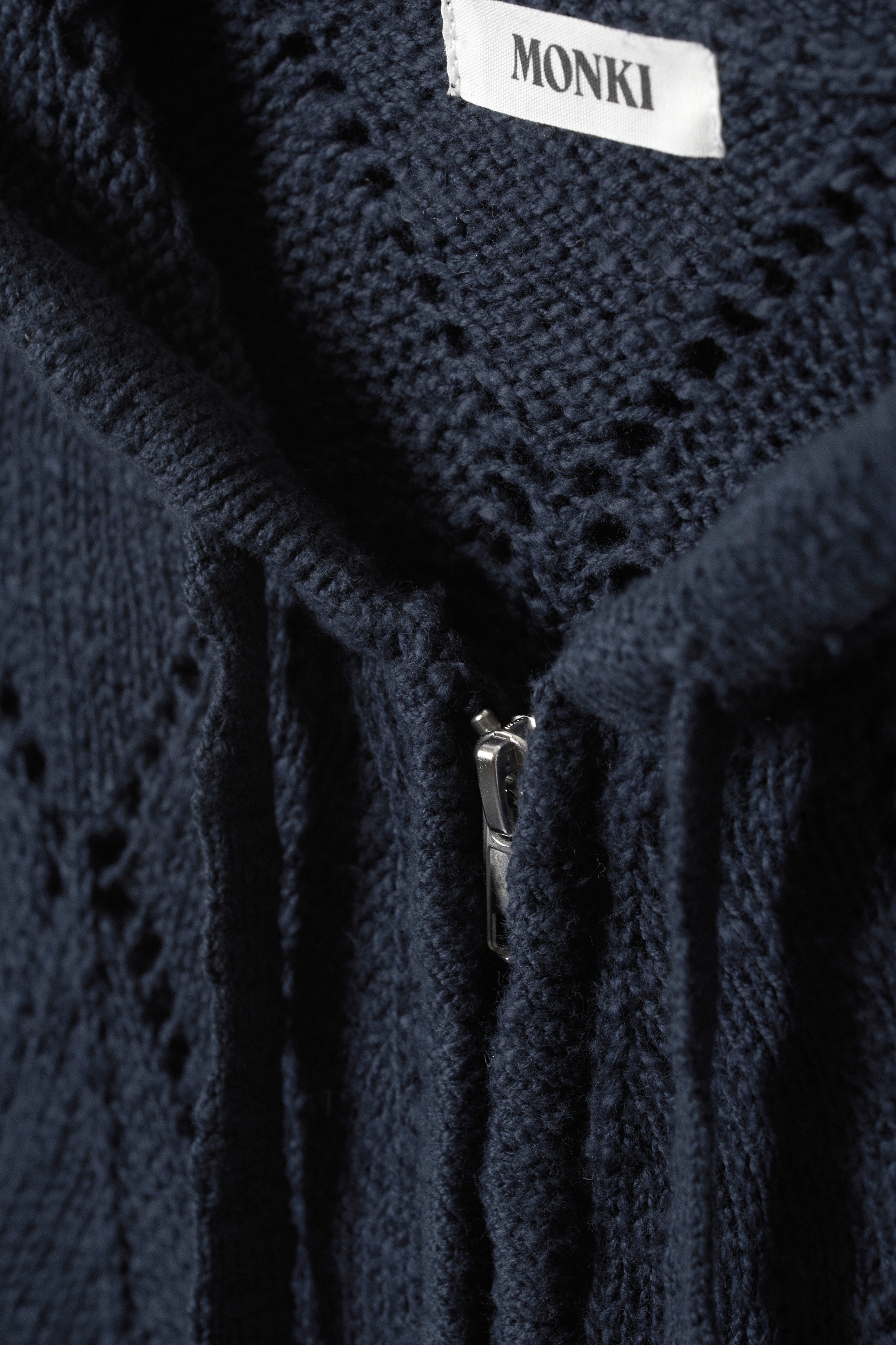 Grösseres Bild ansehen: Kurzer Zip-Hoodie aus Pointelle-Strick - Dunkelblau - DAMEN | H&M CH 5