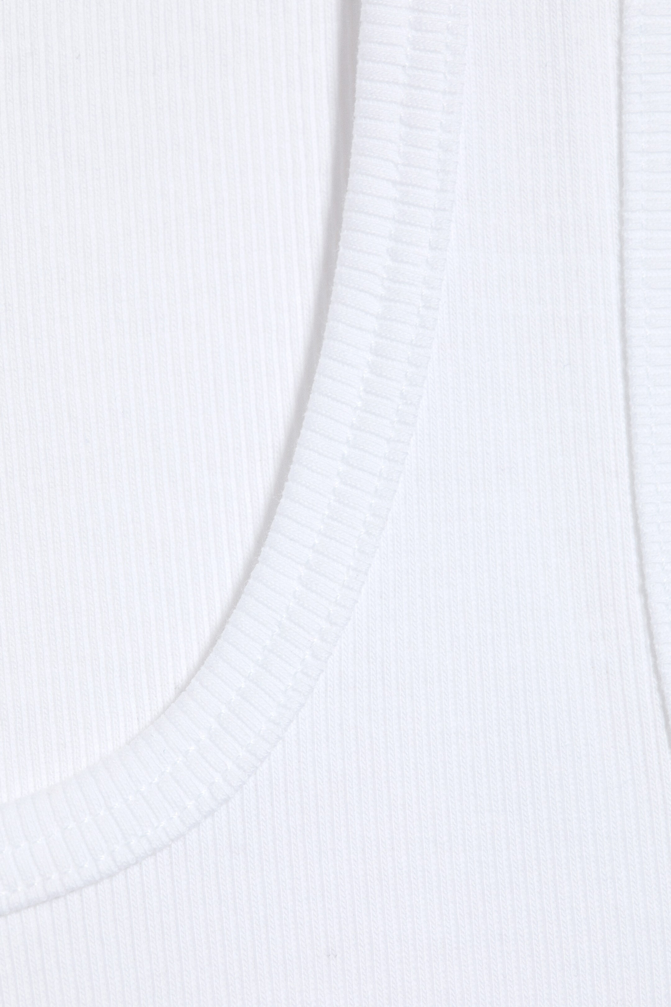 White - Slim Square Neck Ribbed Tank Top - 2