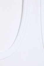 White - Slim Square Neck Ribbed Tank Top - 1