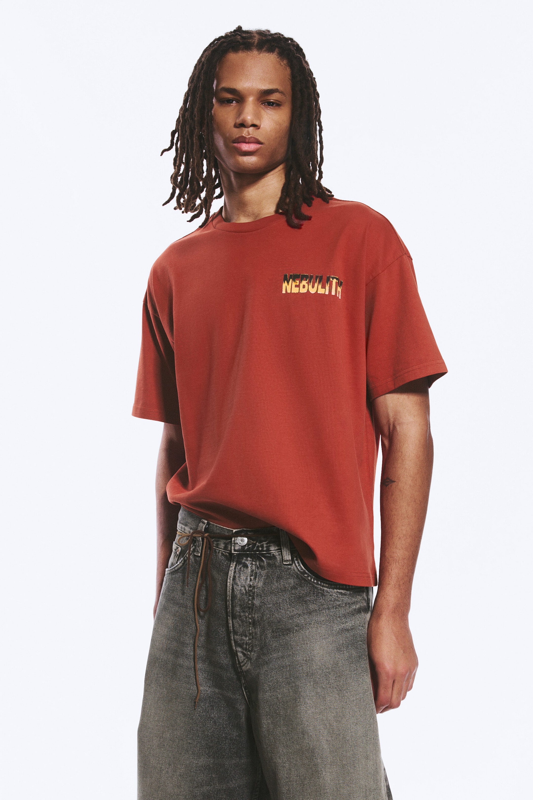 Red - Nebulith - Boxy Printed Graphic T-shirt - 2