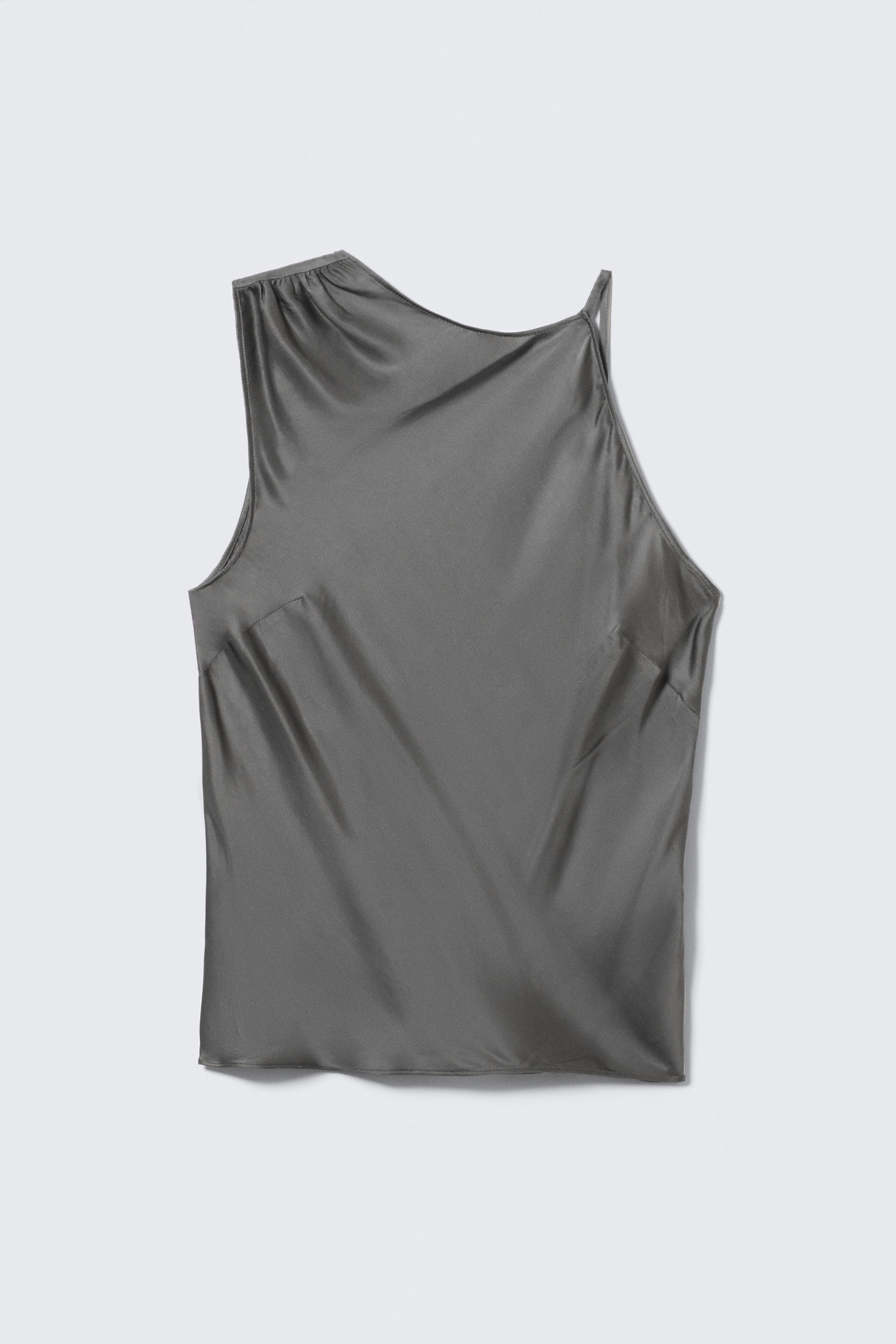 Grey - Sleeveless Gathered Top - 5