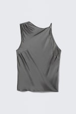 Grey - Sleeveless Gathered Top - 5
