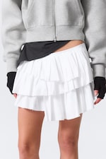 White - Pleated Layered Mini Skirt - 1