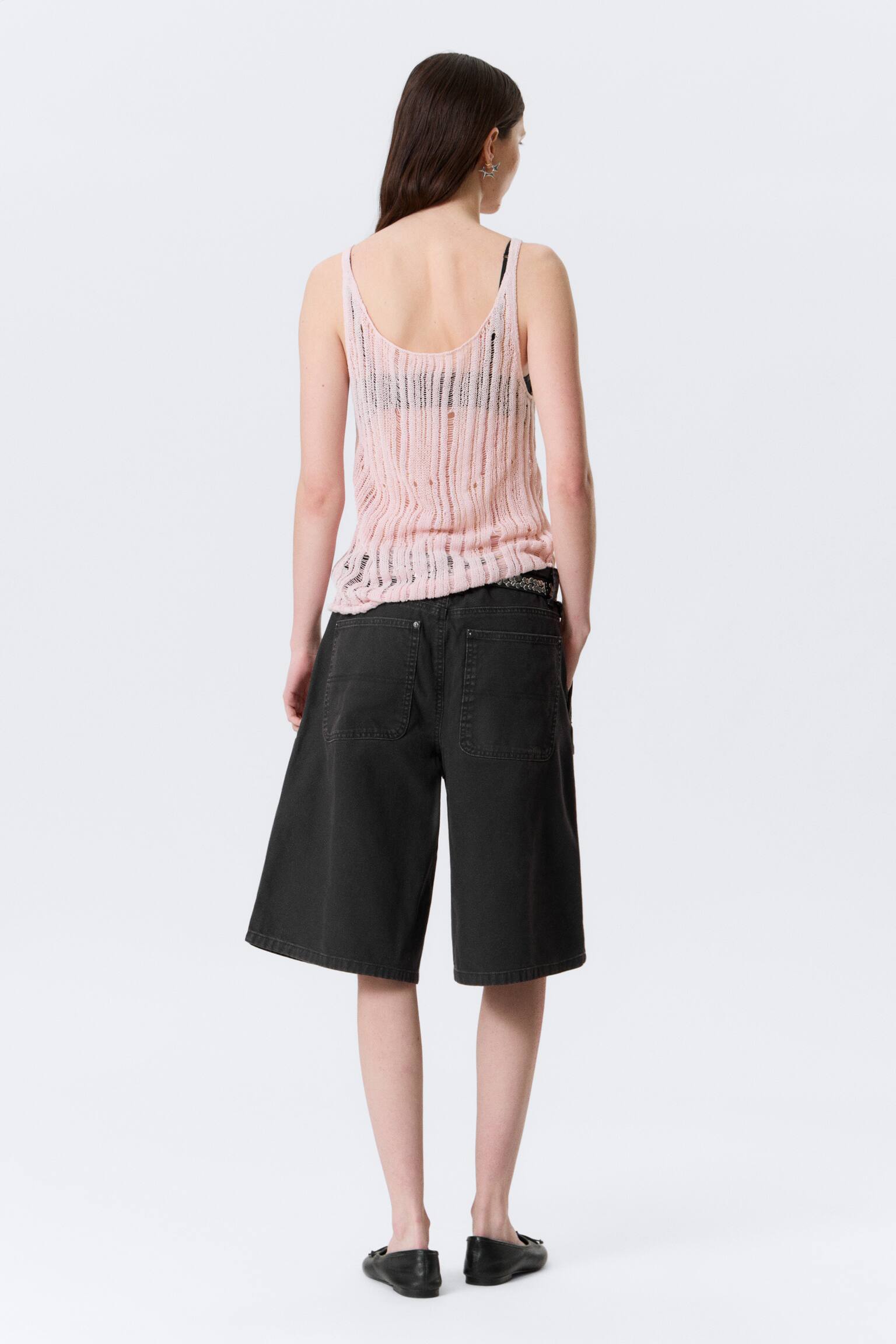 Textured Knitted Tank Top - Lichtroze/Zwart - 4